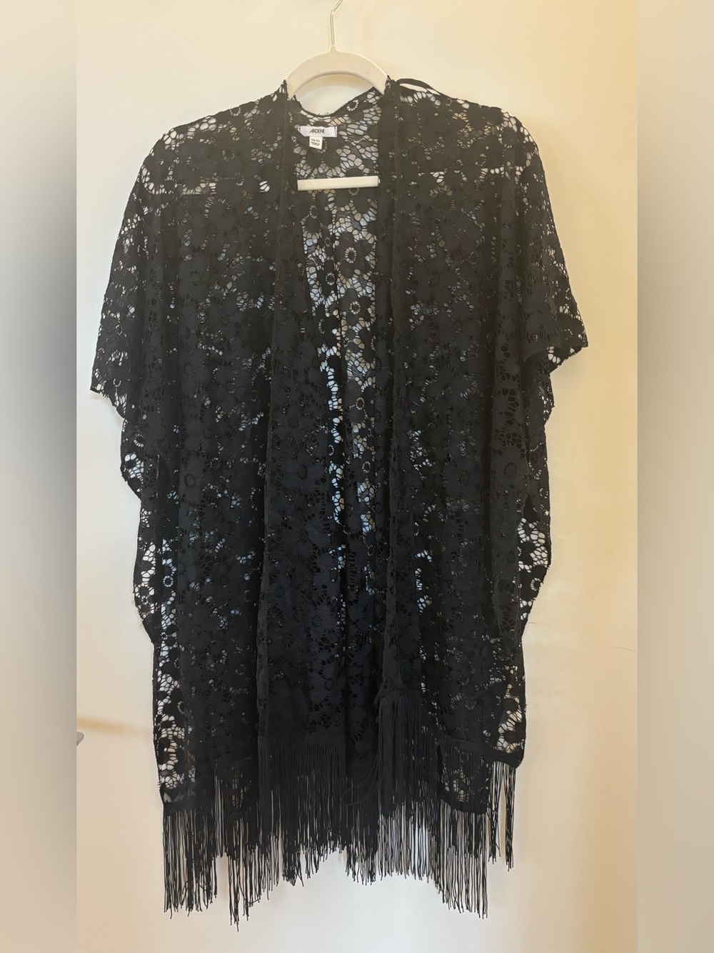 Ardene Black Floral Lace Fringe Shawl One Size